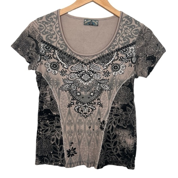 Y2K Vanilla Sugar Studded Pattern Baby Tee Small - Picture 1 of 6